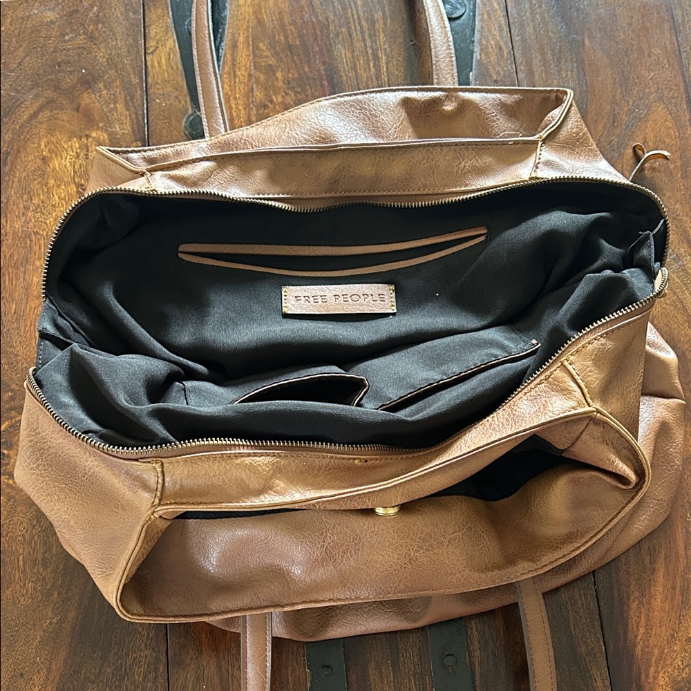 Free People Tan Leather Tote Bag - Picture 4 of 5